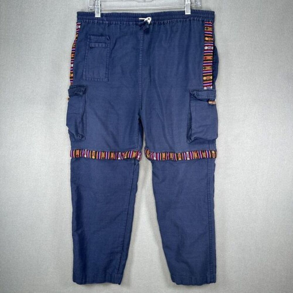 Ishka Pants Womens Size 8 Black‎ Straight Leg High Rise Boho Hippy Pockets